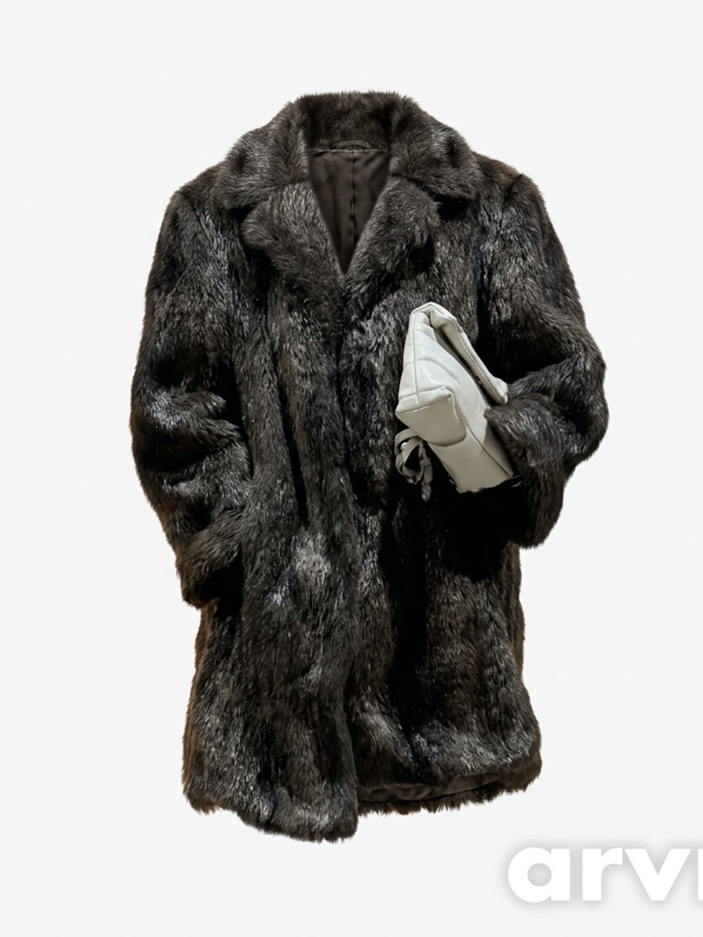 Otter fur vintage Dark Brown Faux Fur Coat - Luxury Winter Jacket